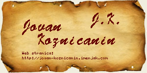 Jovan Kozničanin vizit kartica